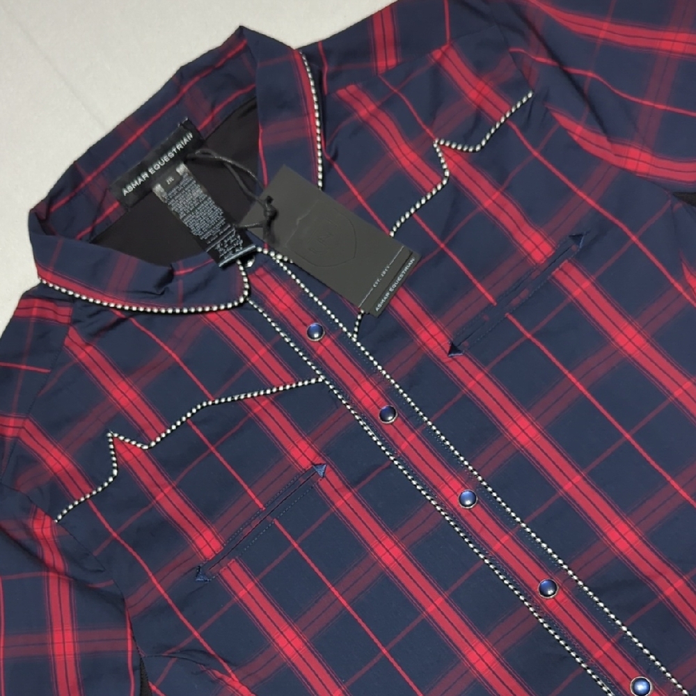 NEW Noel Asmar Equestrian Plaid Full Zip Pearl Snap Windbreaker‎ Women's 2XL